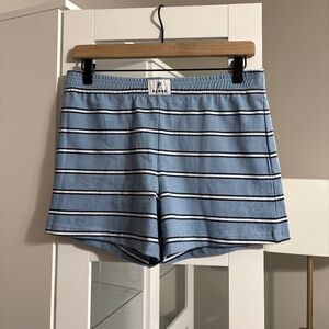 PARKE Maggie & Emma Cotton Mini Shorts in Sky Stripe size Medium